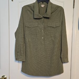 Duluth Trading Co Olive Women's Plus Sol Survivor Sun Protection Shirt Jac Sz 2X
